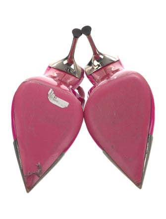 Philipp Plein Patent Leather Colorblock Pattern Slingback Pumps