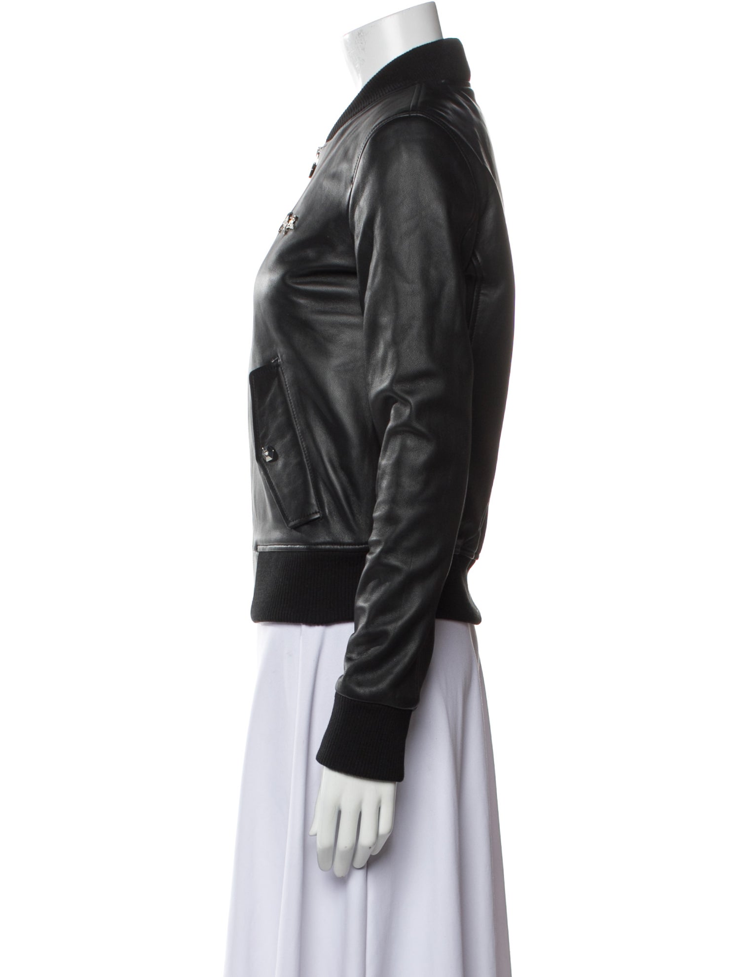 Philipp Plein Leather Bomber Jacket