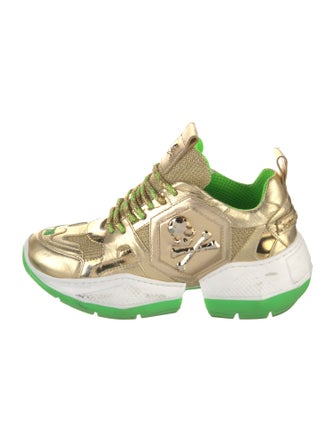 Philipp Plein Leather Colorblock Pattern Sneakers