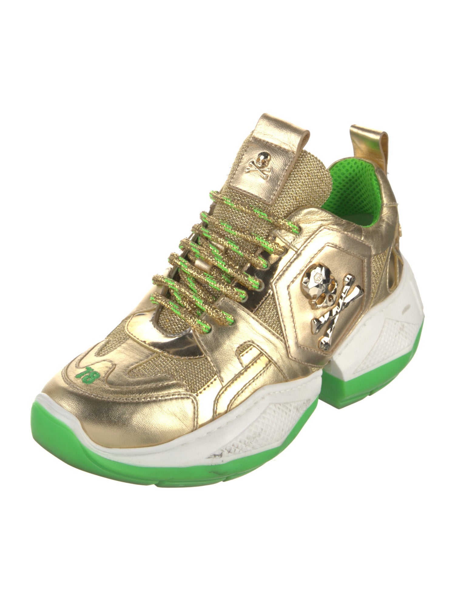 Philipp Plein Leather Colorblock Pattern Sneakers