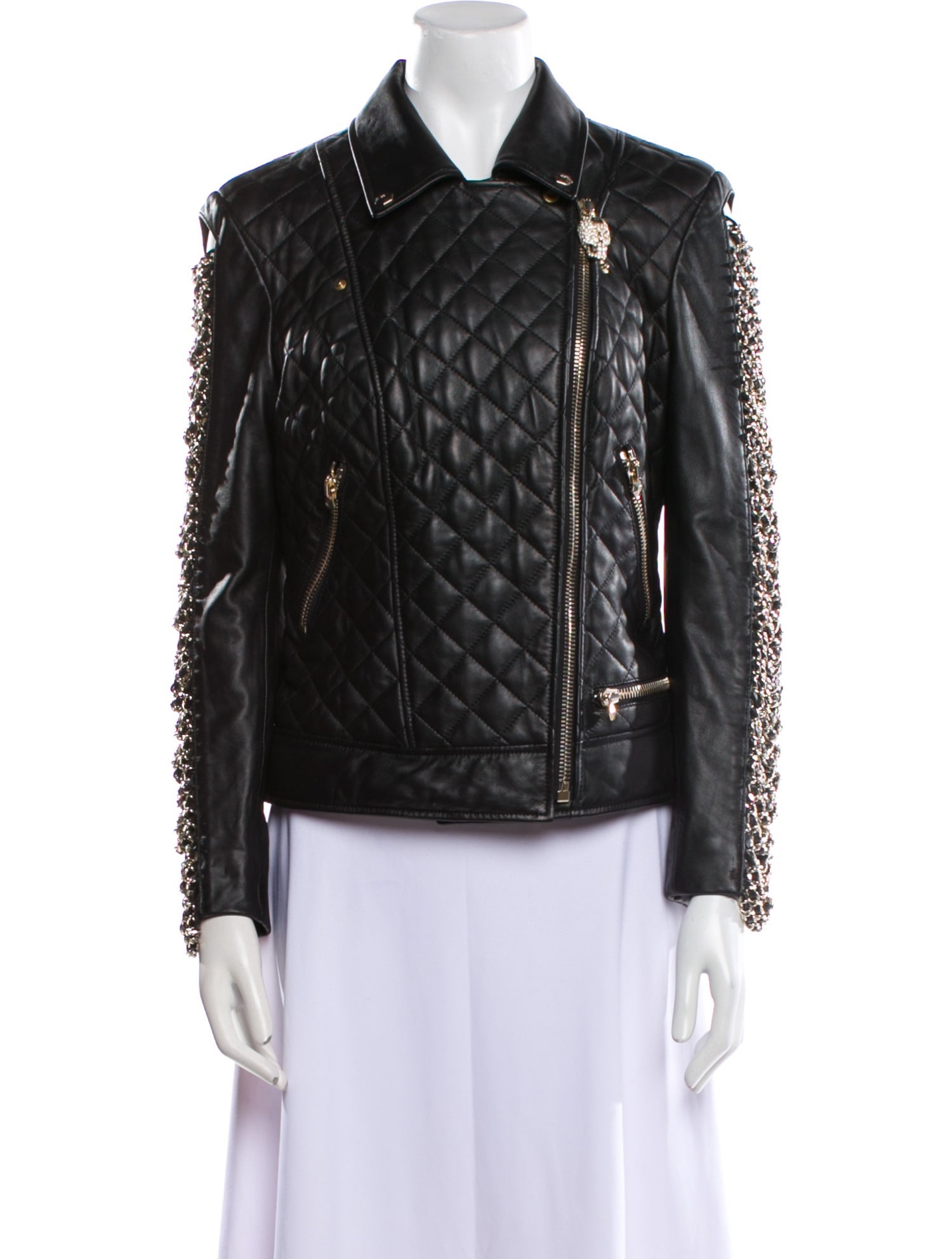 Philipp Plein Lamb Leather Biker Jacket