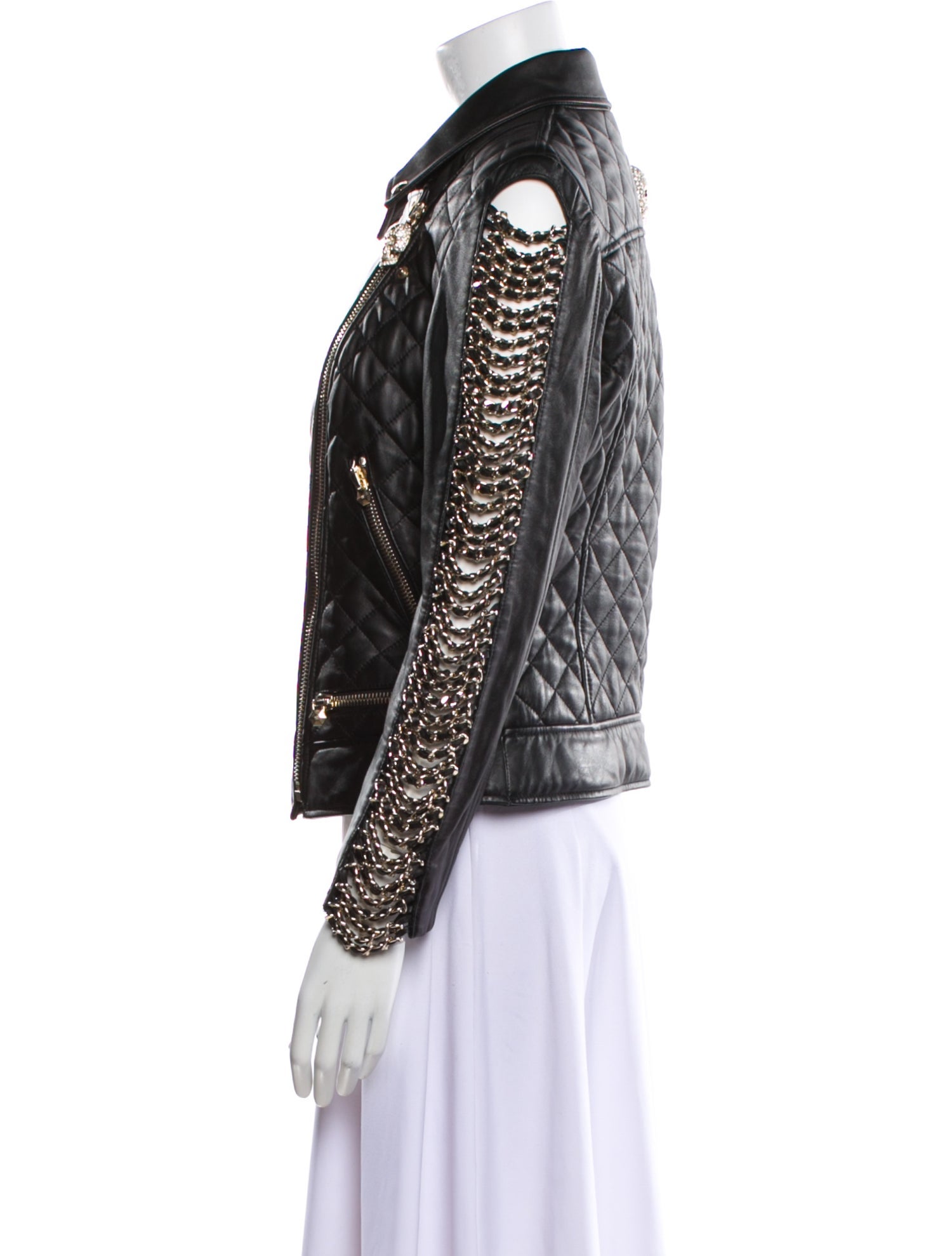 Philipp Plein Lamb Leather Biker Jacket