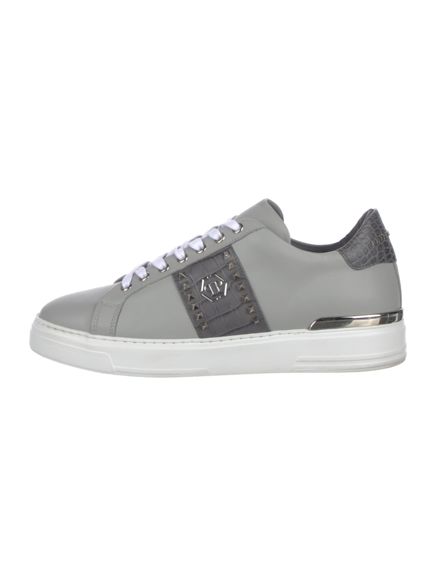 Philipp Plein Leather Colorblock Pattern Sneakers