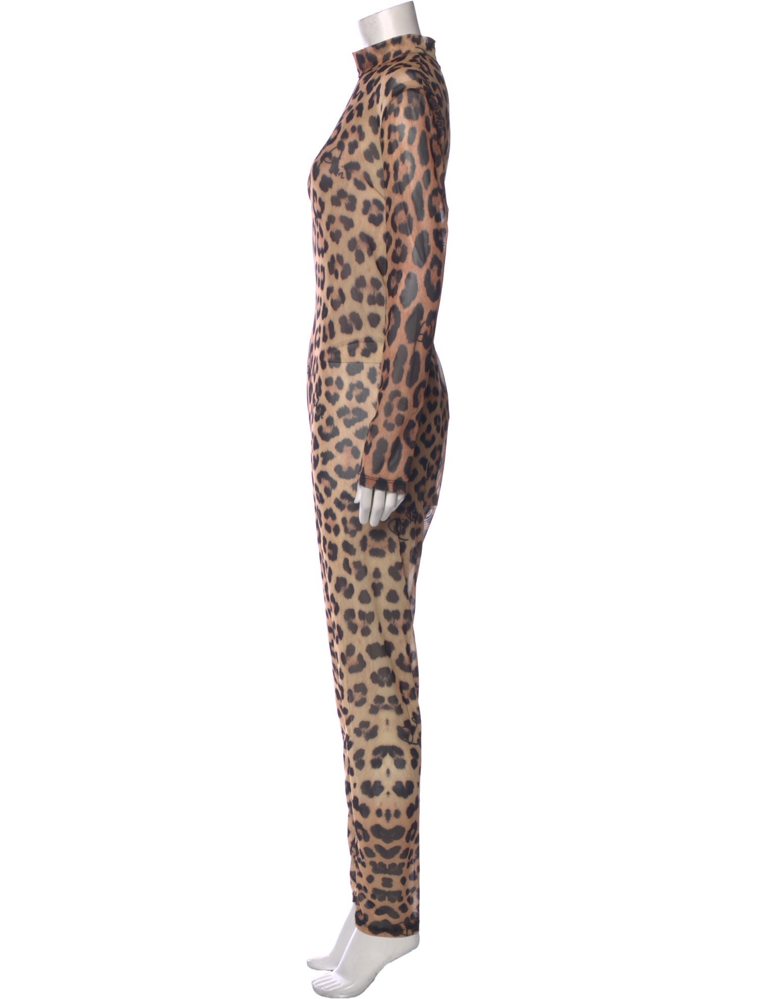 Philipp Plein Animal Print Mock Neck Jumpsuit