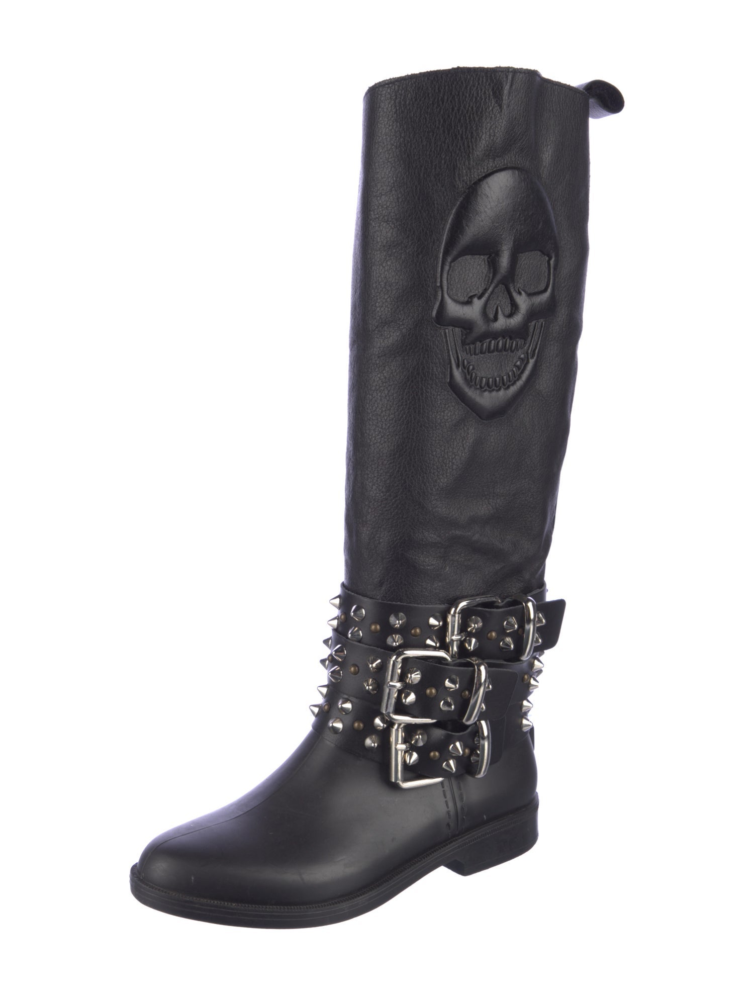 Philipp Plein Leather Riding Boots