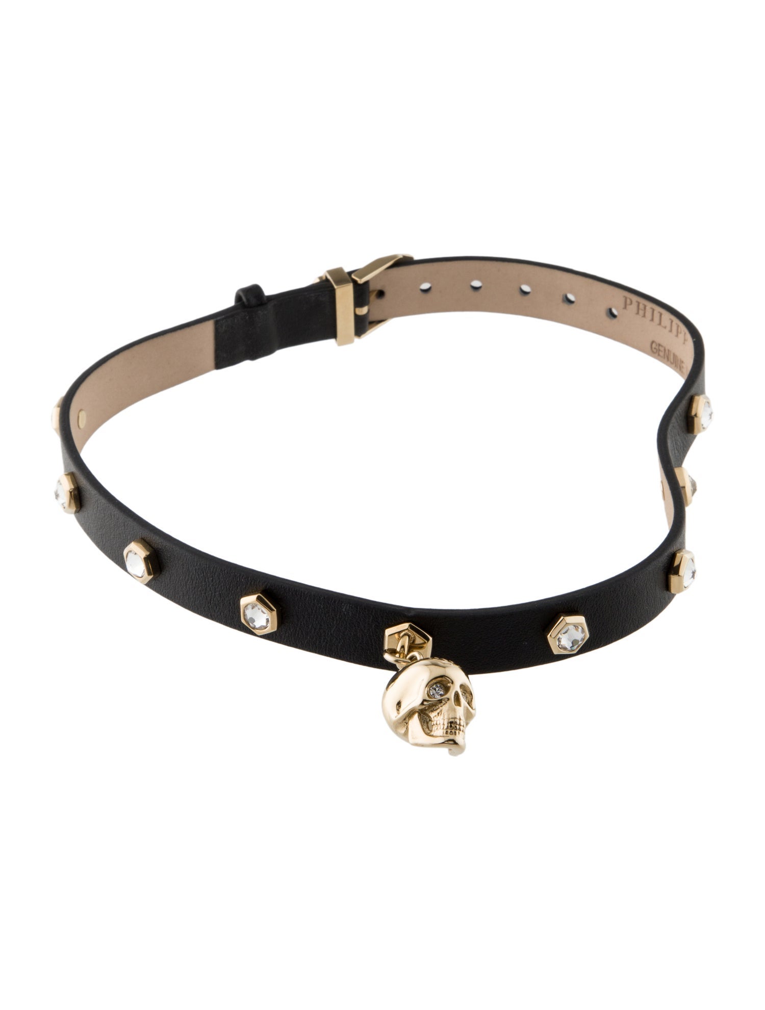 Philipp Plein Crystal 3D Skull Studded Choker Necklace
