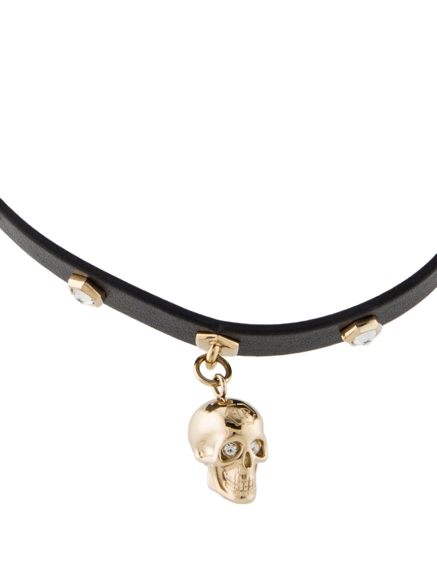 Philipp Plein Crystal 3D Skull Studded Choker Necklace