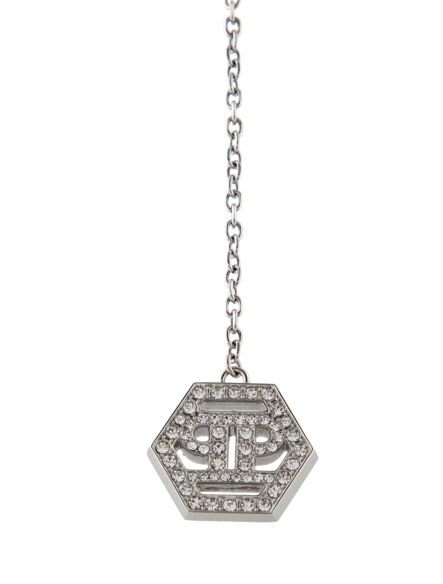 Philipp Plein Crystal Skull Hexagon Pendant Necklace