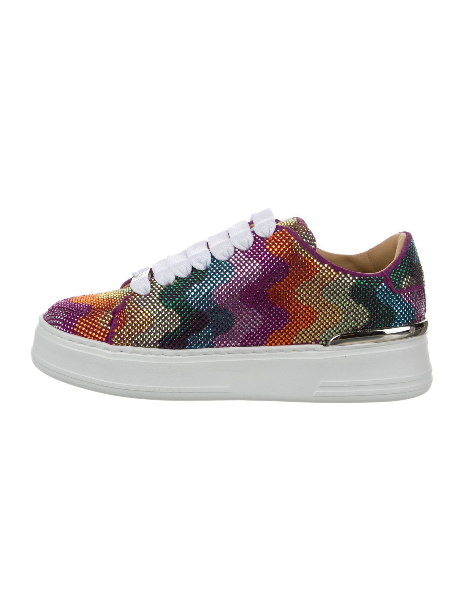 Philipp Plein Crystal Colorblock Pattern Sneakers