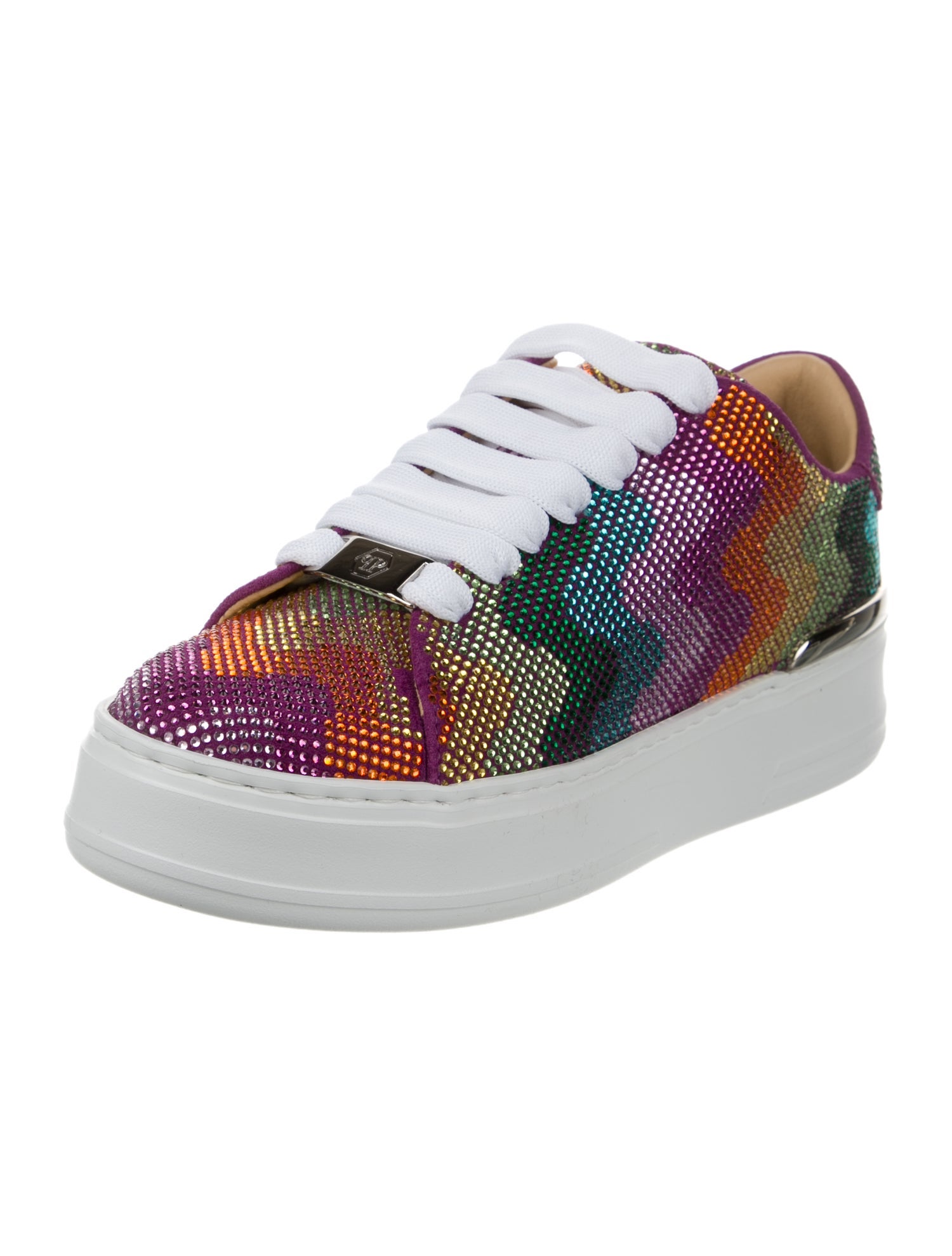 Philipp Plein Crystal Colorblock Pattern Sneakers