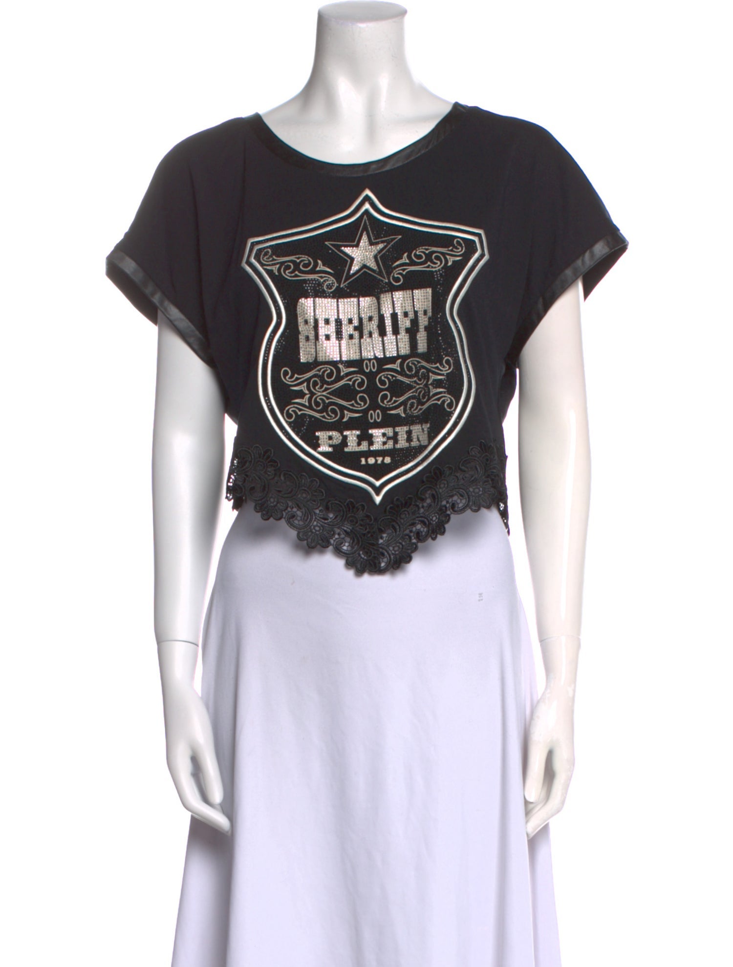 Philipp Plein Graphic Print Scoop Neck Crop Top