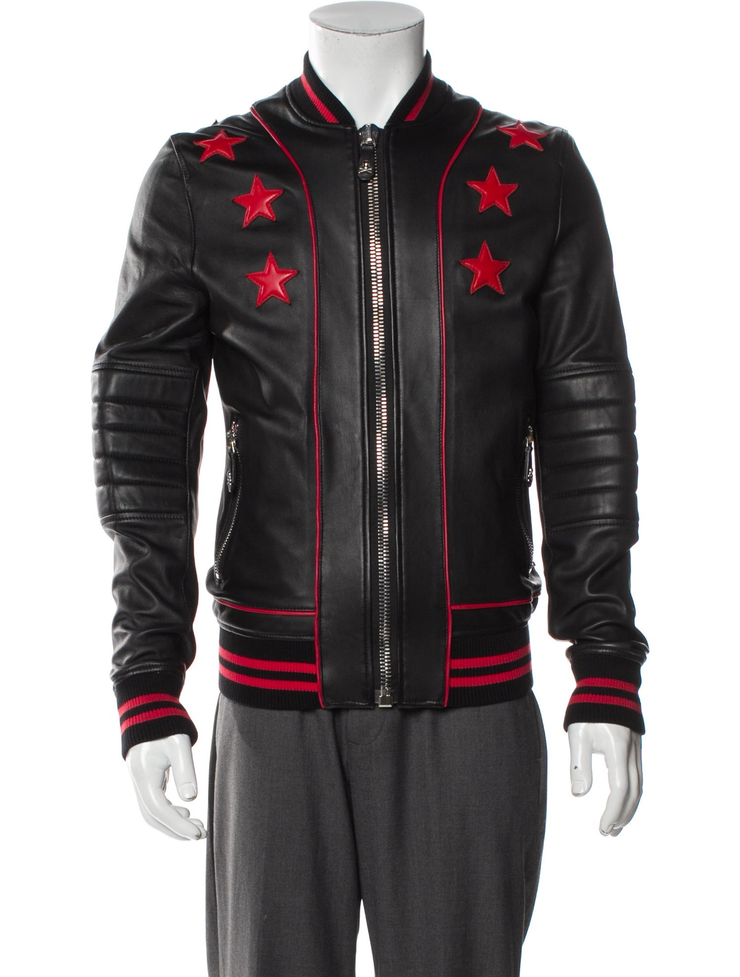 Philipp Plein Shearling Striped Varsity Jacket