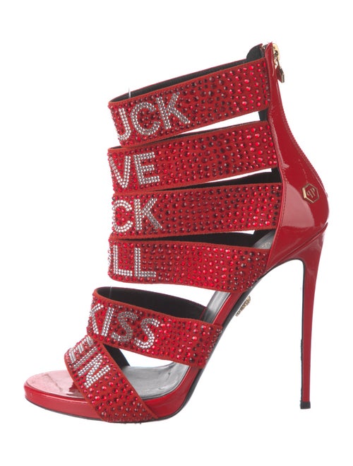 Philipp Plein Patent Leather Animal Print Gladiator Sandals