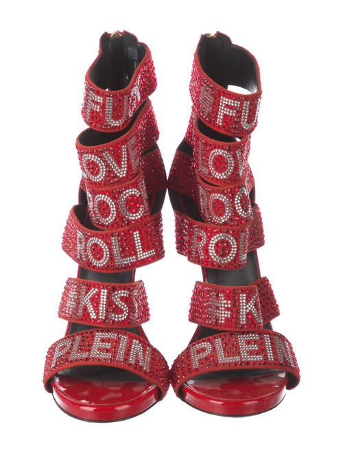 Philipp Plein Patent Leather Animal Print Gladiator Sandals