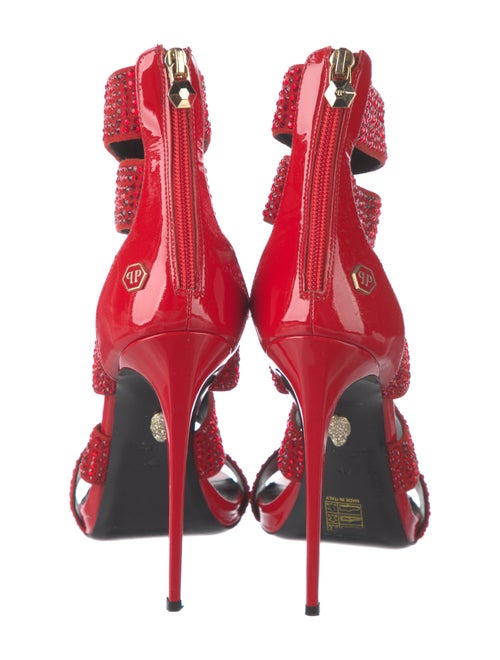 Philipp Plein Patent Leather Animal Print Gladiator Sandals