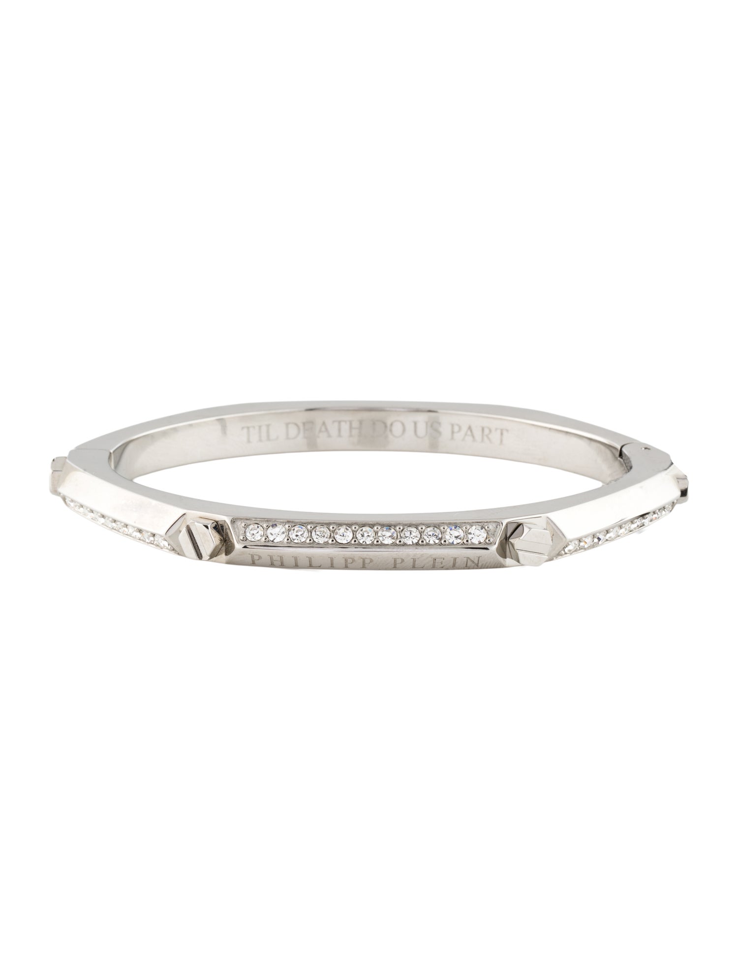 Philipp Plein Crystal Studded Angular Bangle Bracelet