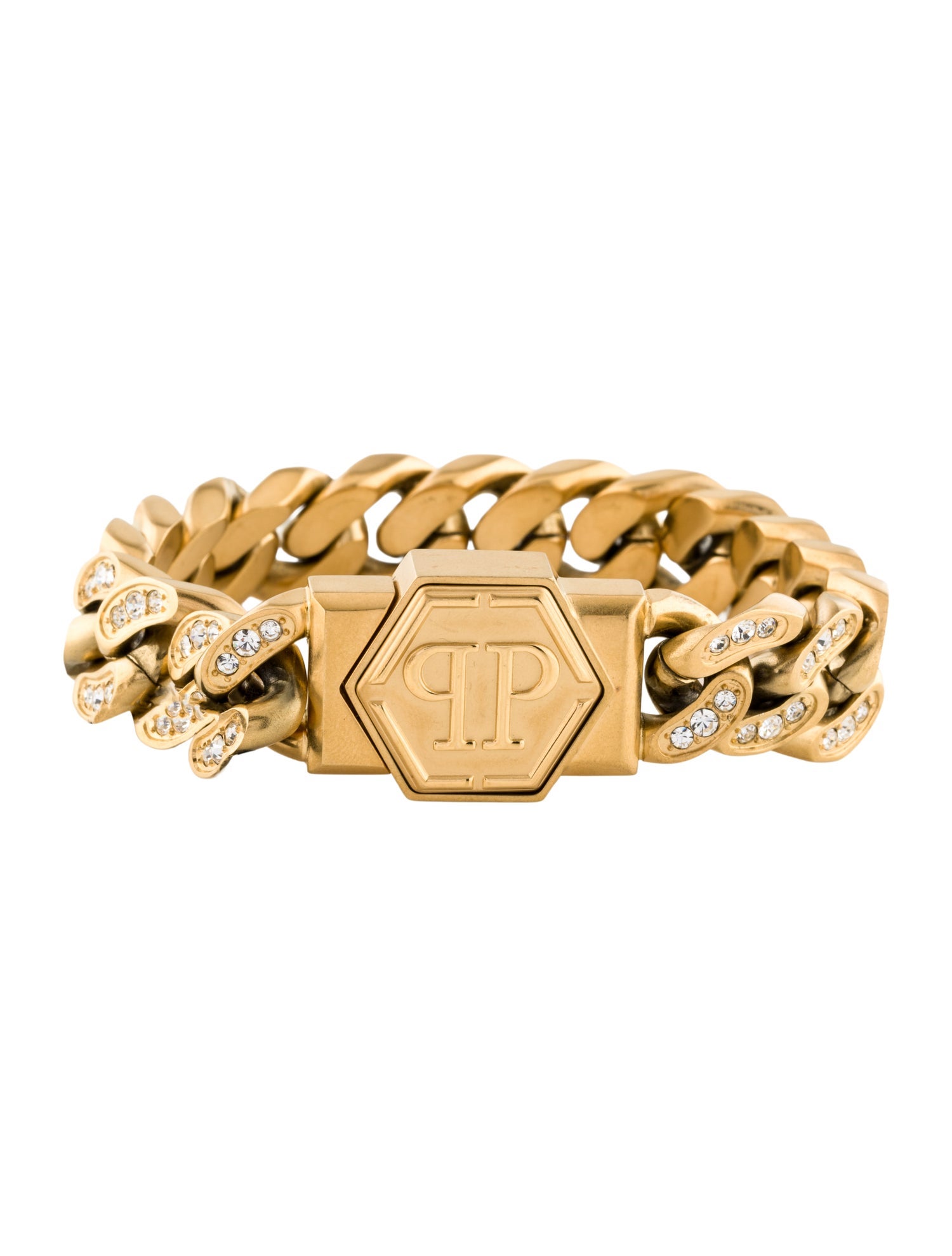 Philipp Plein Crystal Hexagon Link Bracelet