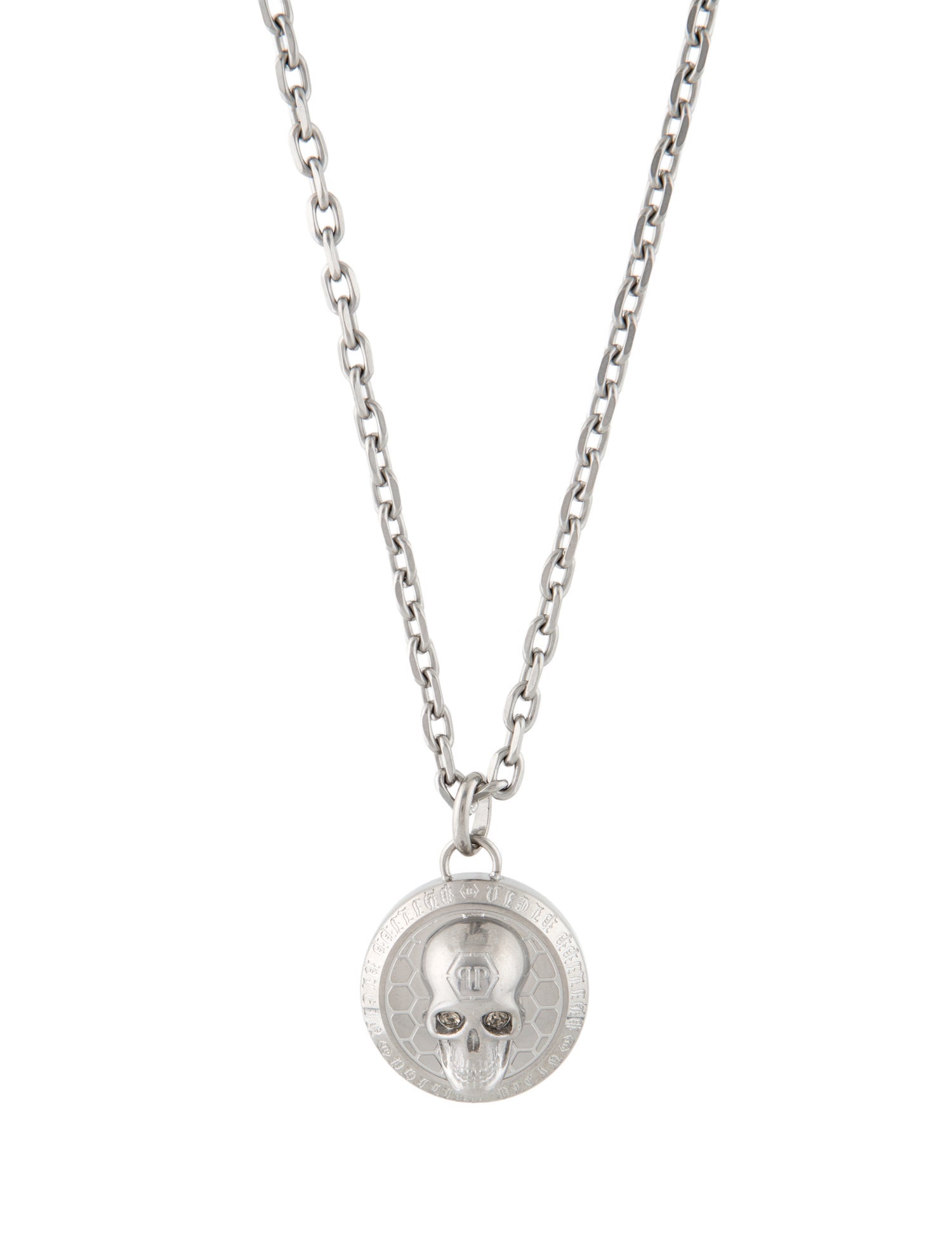 Philipp Plein Crystal 3D $kull Cable Pendant Necklace