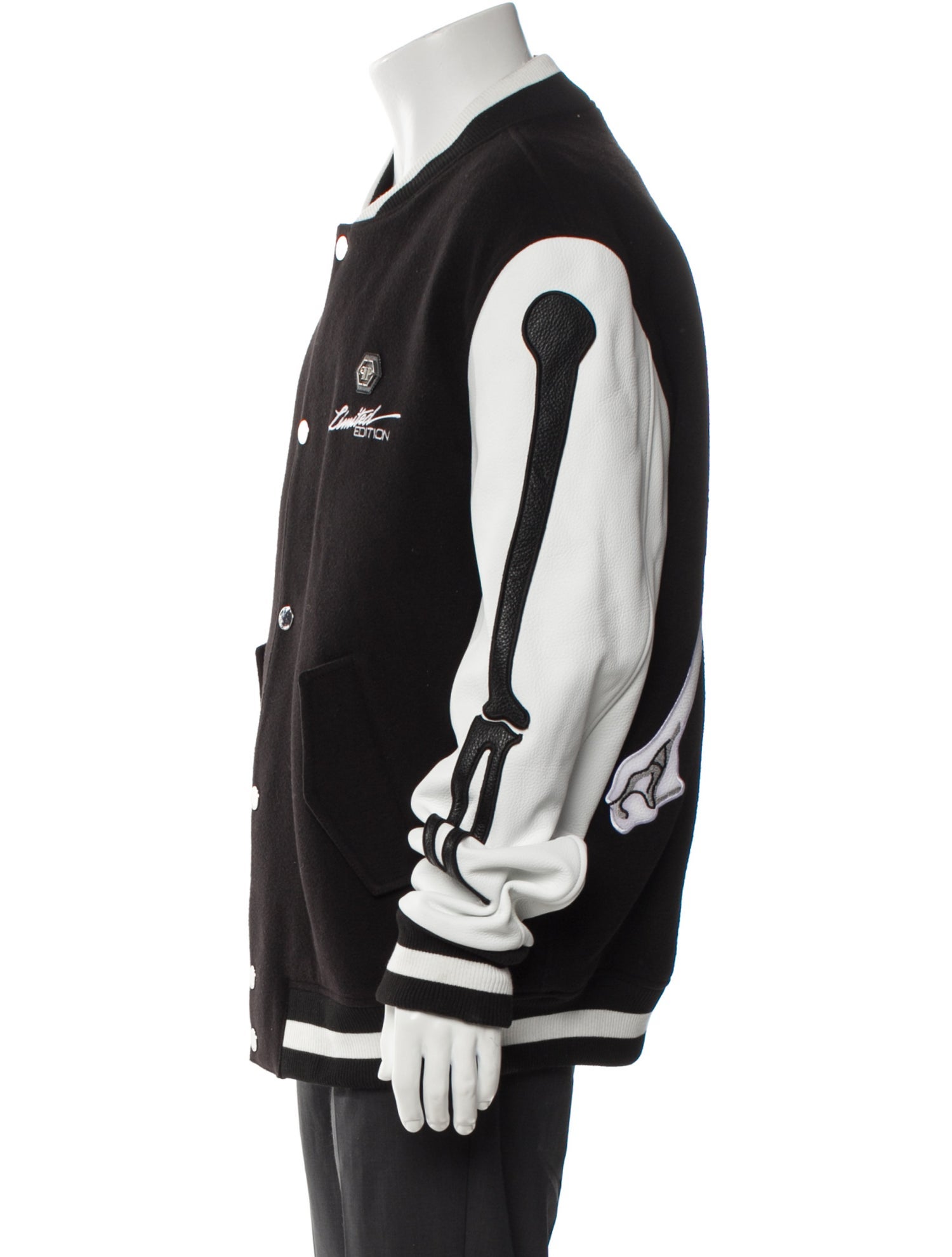 Philipp Plein Bone Varsity Striped Varsity Jacket