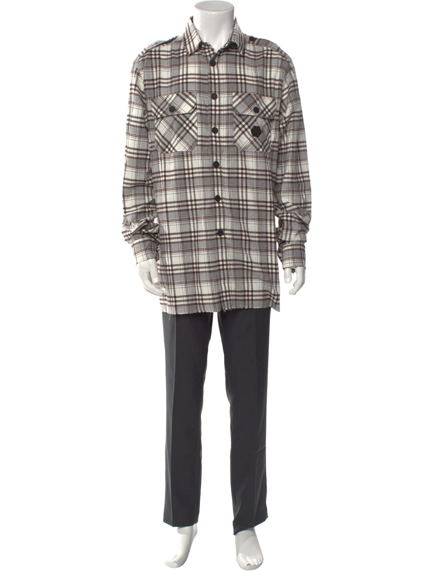 Philipp Plein Plaid Print Long Sleeve Western Shirt
