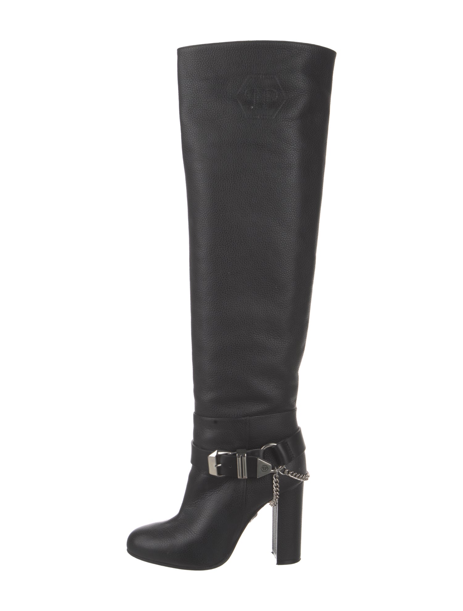 Philipp Plein Leather Chain-Link Accents Boots