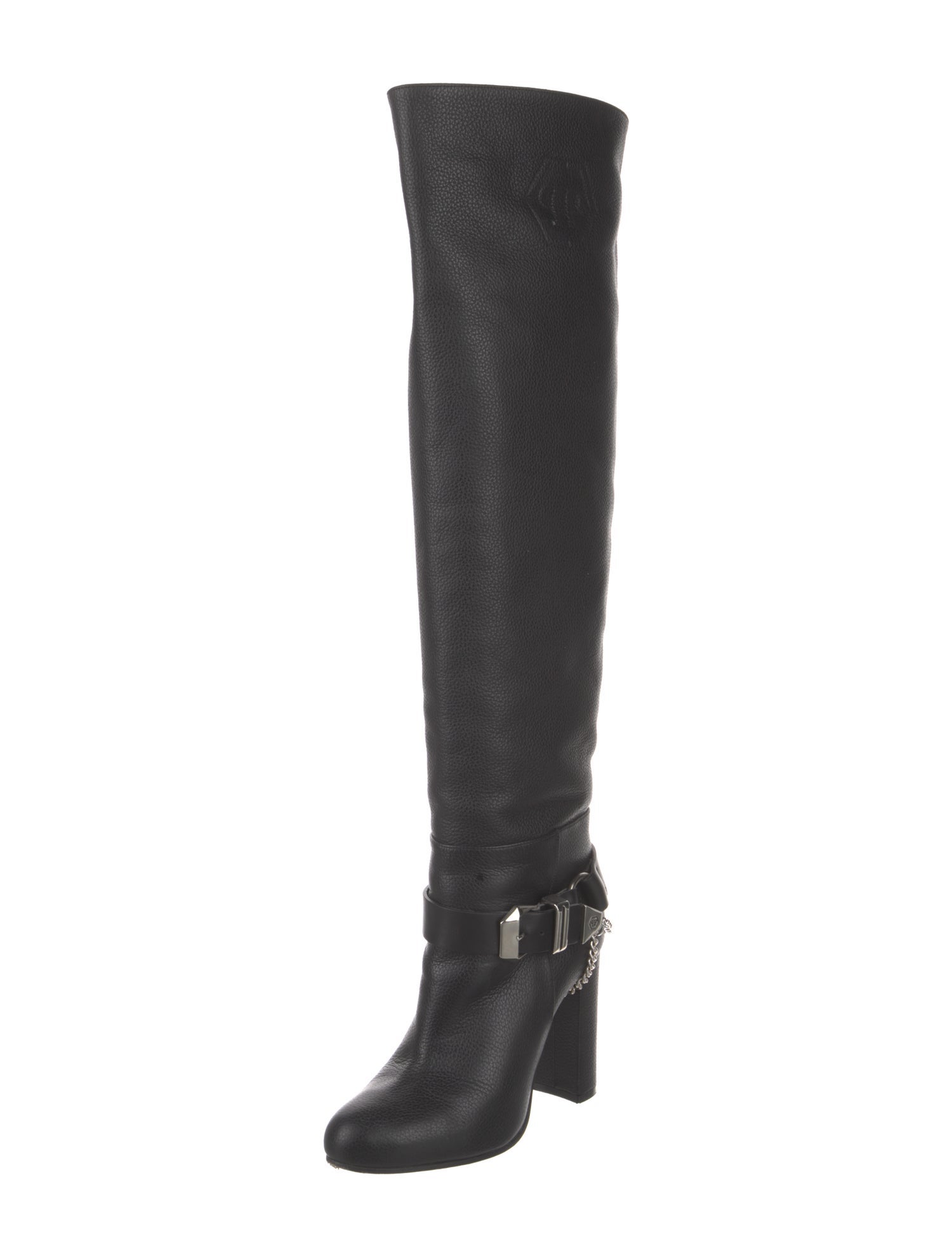 Philipp Plein Leather Chain-Link Accents Boots