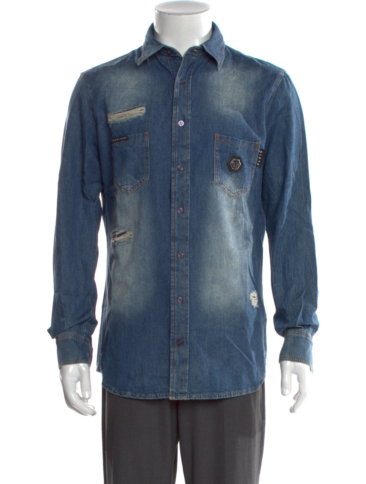 Philipp Plein Long Sleeve Denim Shirt w/ Tags