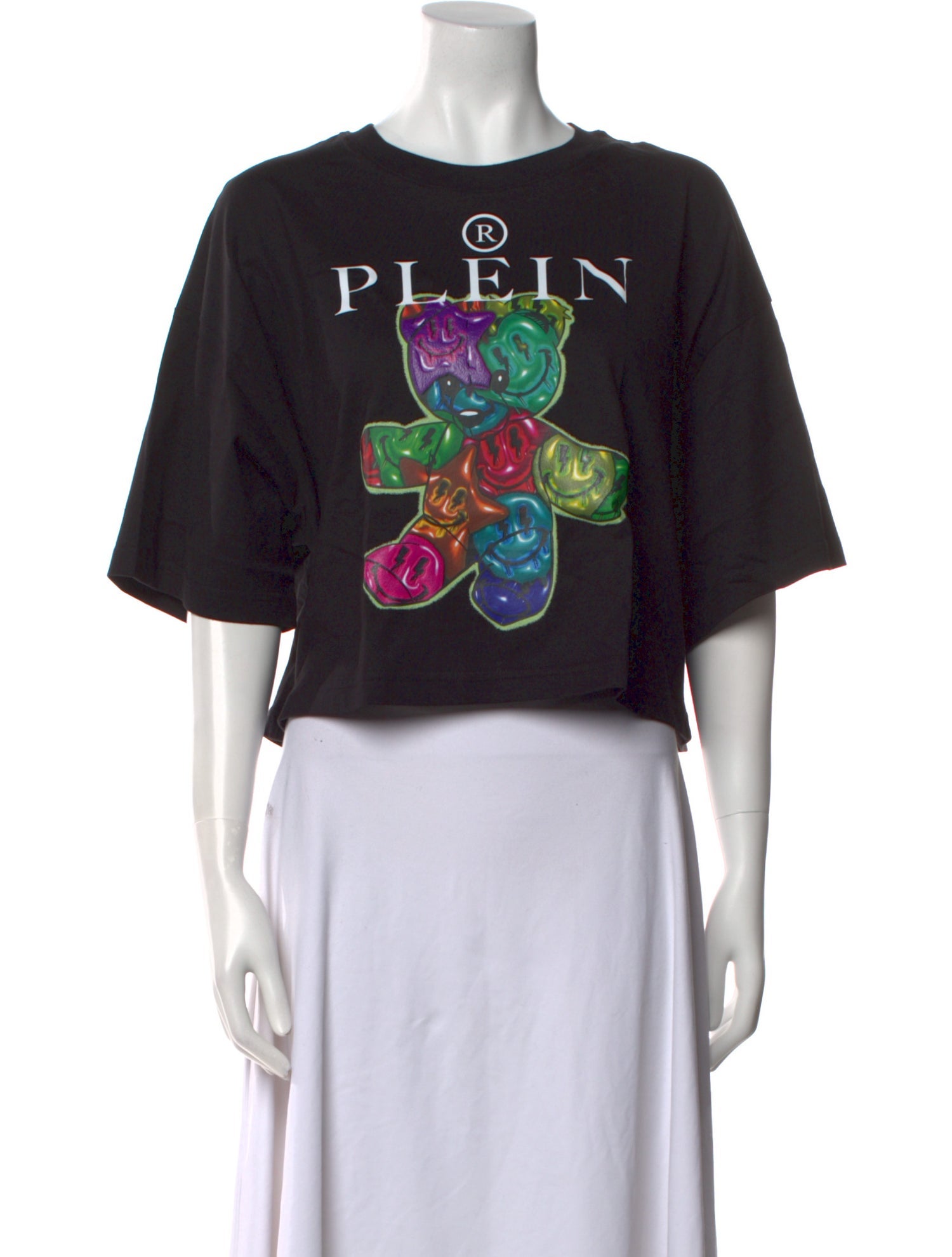 Philipp Plein Graphic Print Crew Neck Crop Top w/ Tags