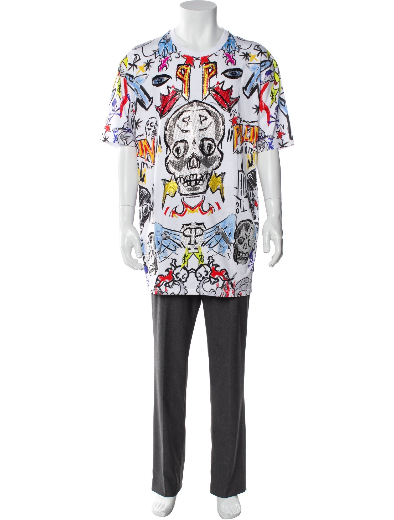 Philipp Plein Printed Crew Neck T-Shirt w/ Tags