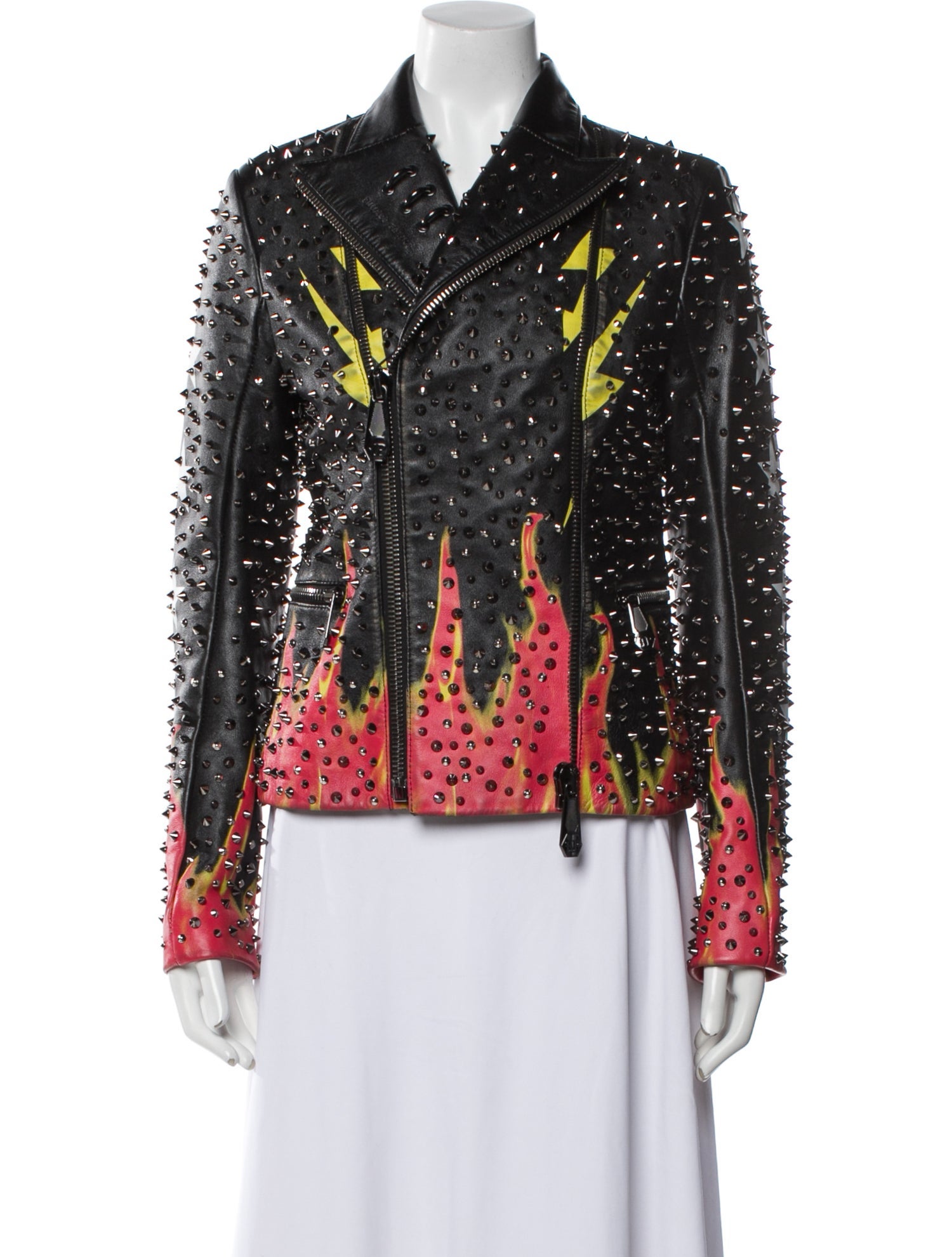 Philipp Plein Leather Printed Evening Jacket w/ Tags