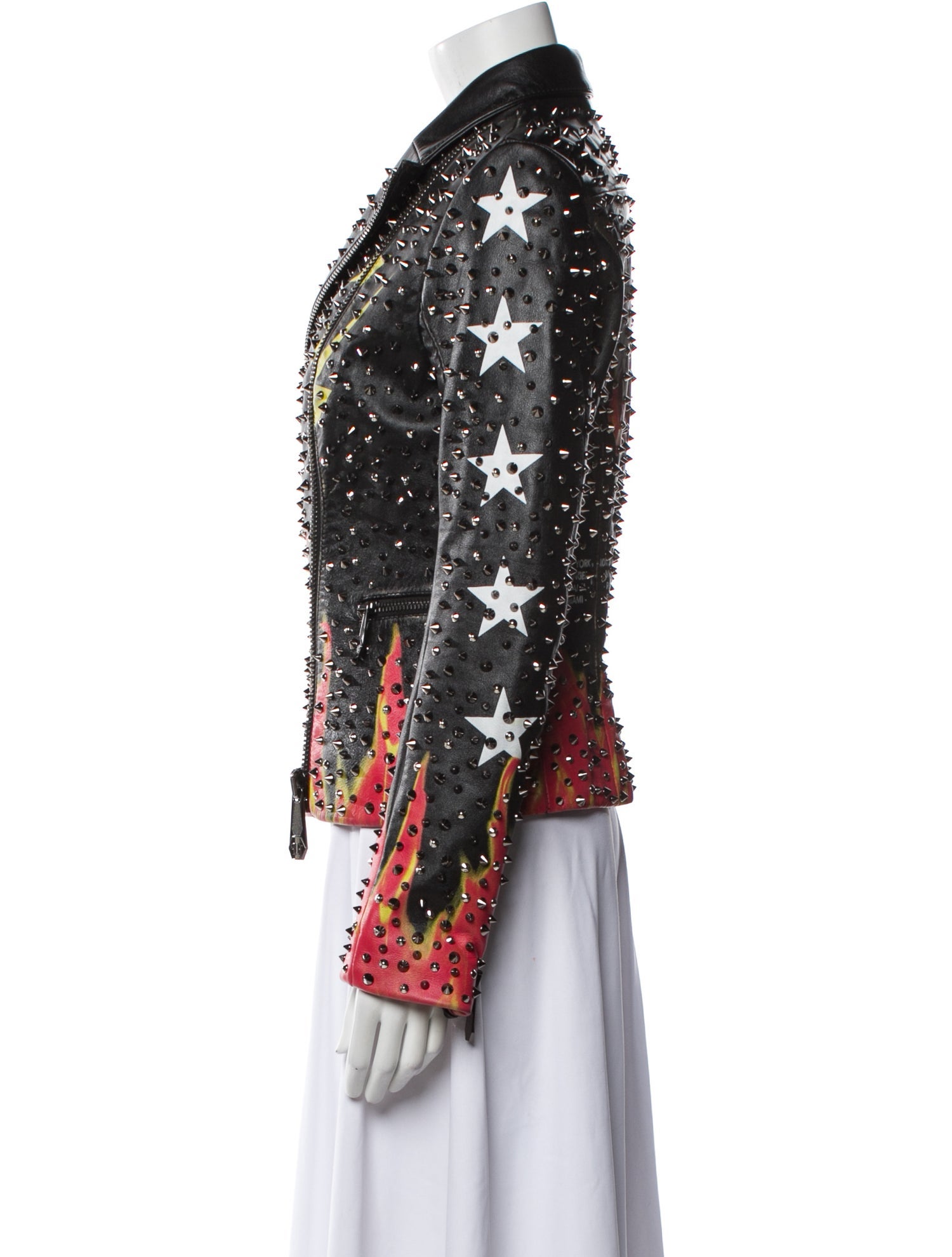 Philipp Plein Leather Printed Evening Jacket w/ Tags