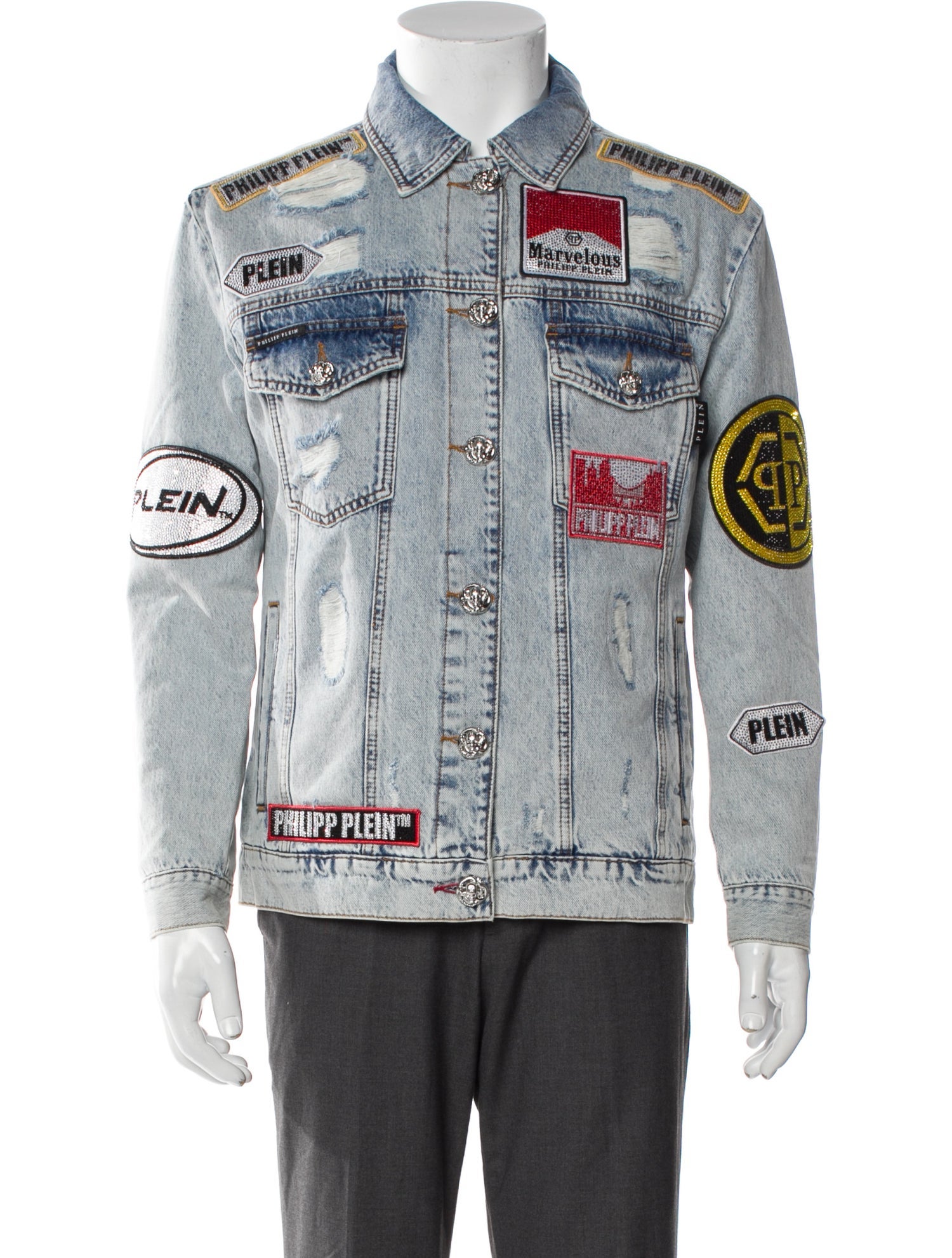 Philipp Plein Graphic Print Denim Jacket w/ Tags