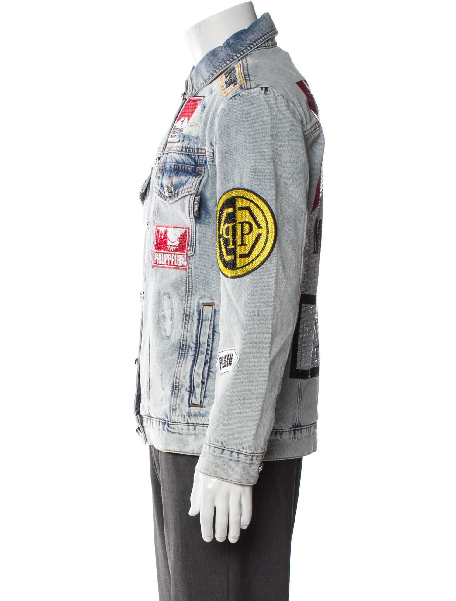 Philipp Plein Graphic Print Denim Jacket w/ Tags