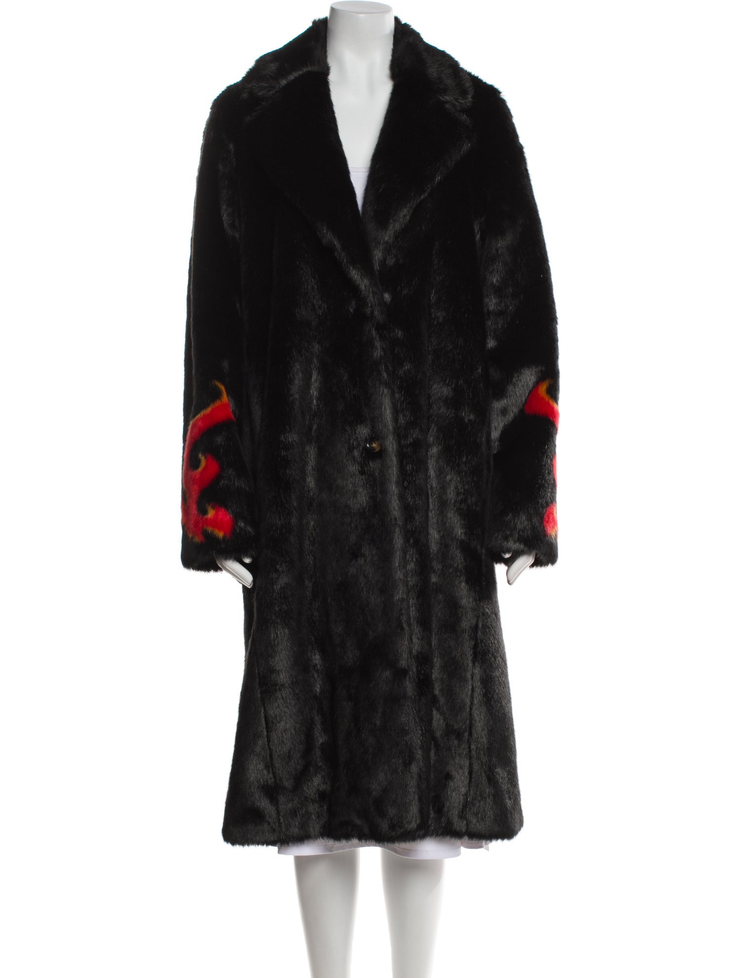 Philipp Plein Faux Fur Graphic Print Faux Fur Coat w/ Tags