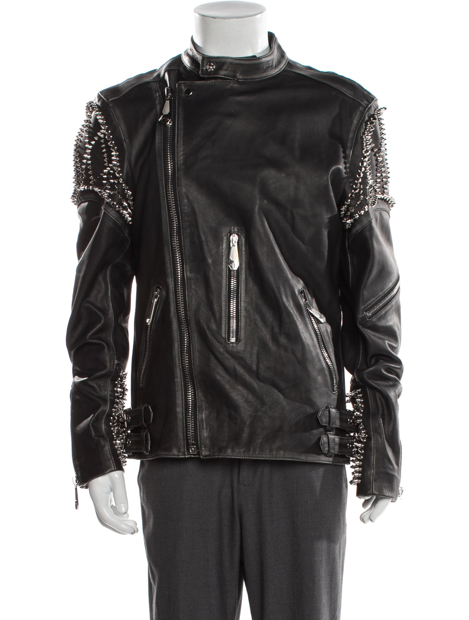 Philipp Plein Calf Leather Moto Jacket w/ Tags