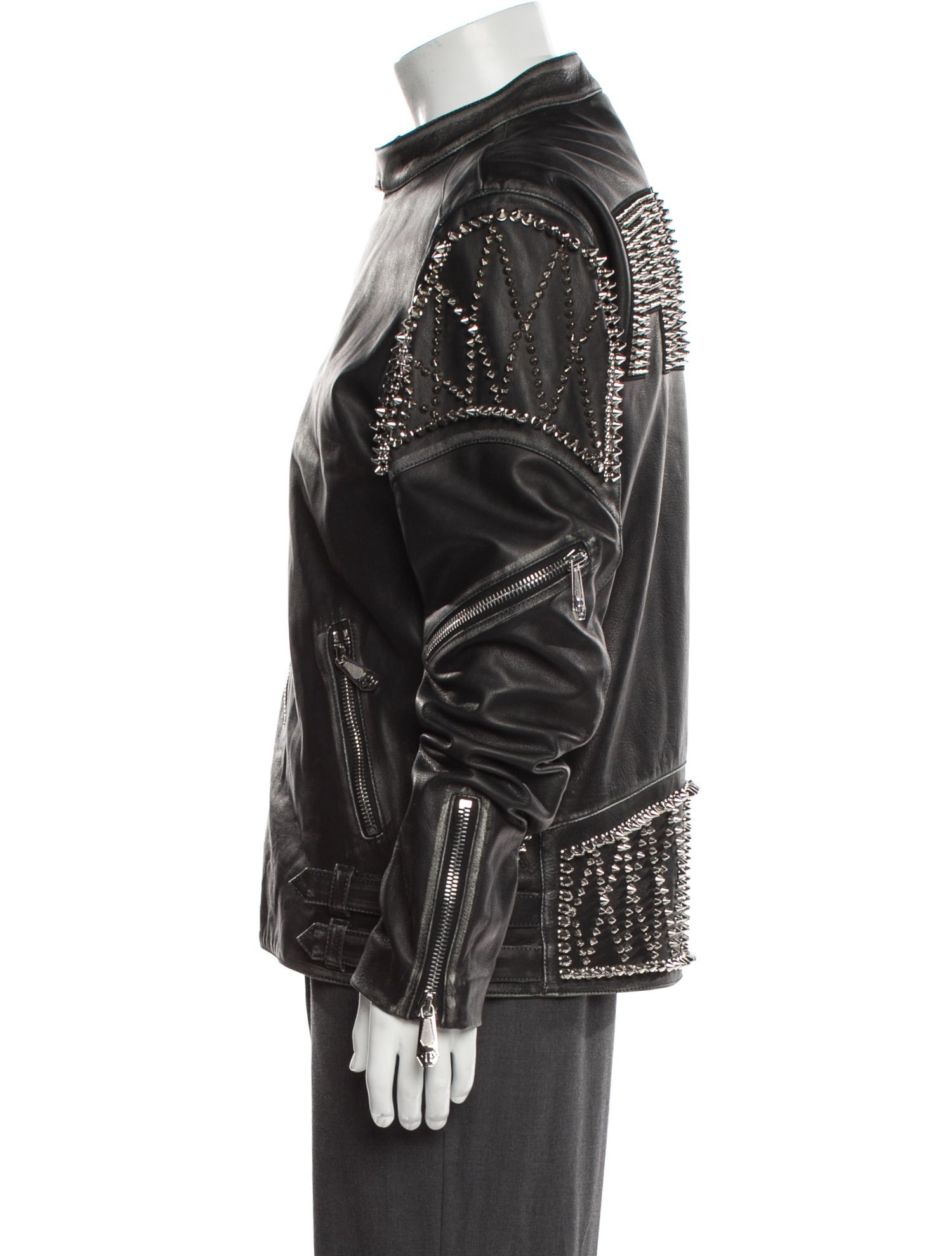 Philipp Plein Calf Leather Moto Jacket w/ Tags