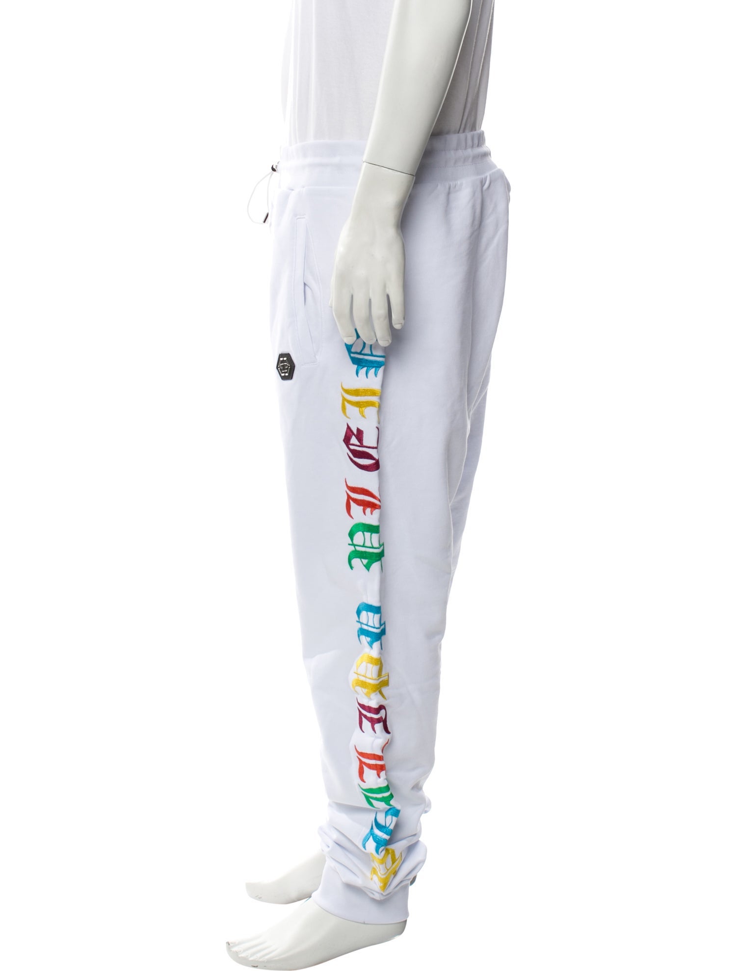 Philipp Plein Graphic Print Embroidered Accent Lounge Bottoms w/ Tags