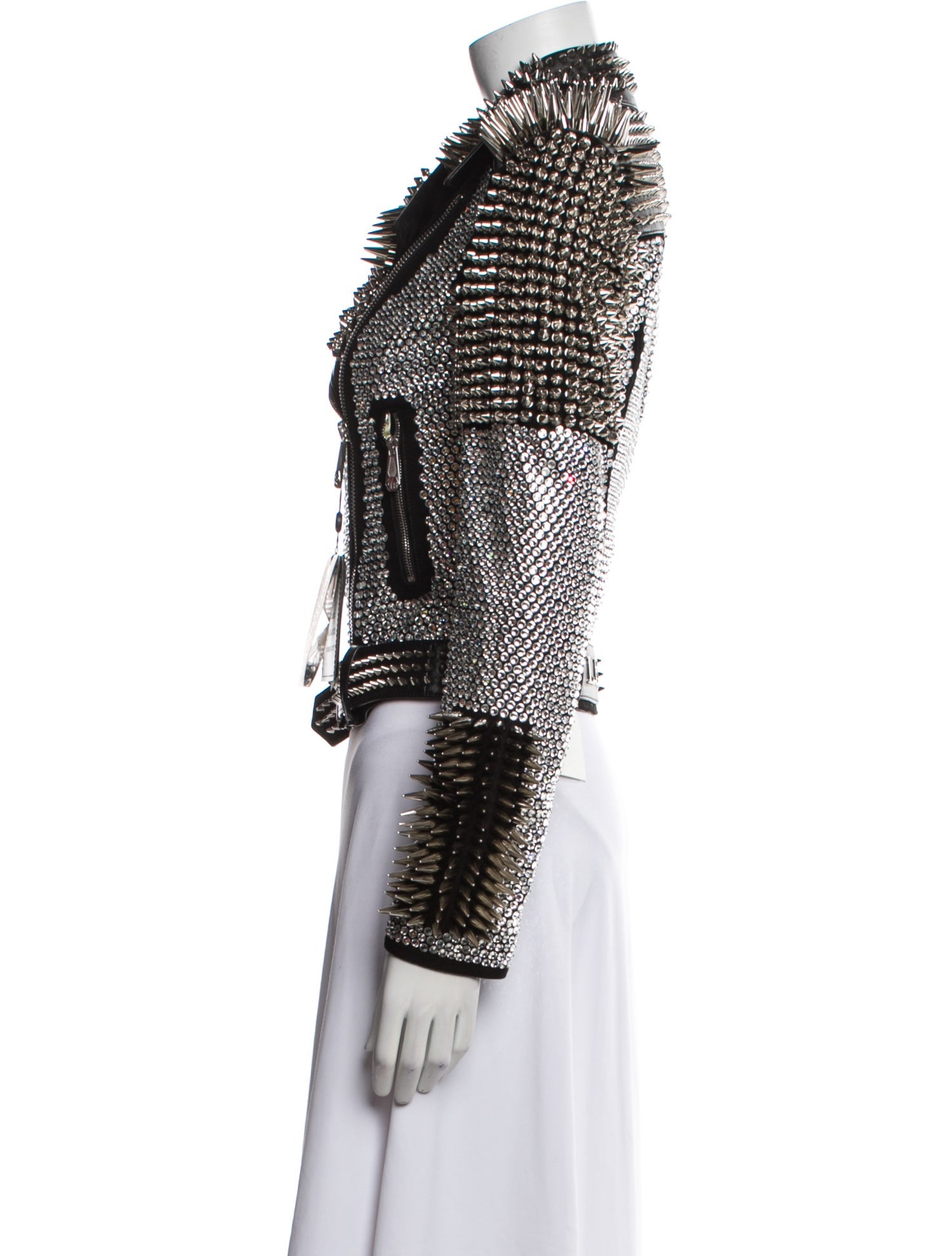 Philipp Plein Lamb Leather Printed Biker Jacket w/ Tags