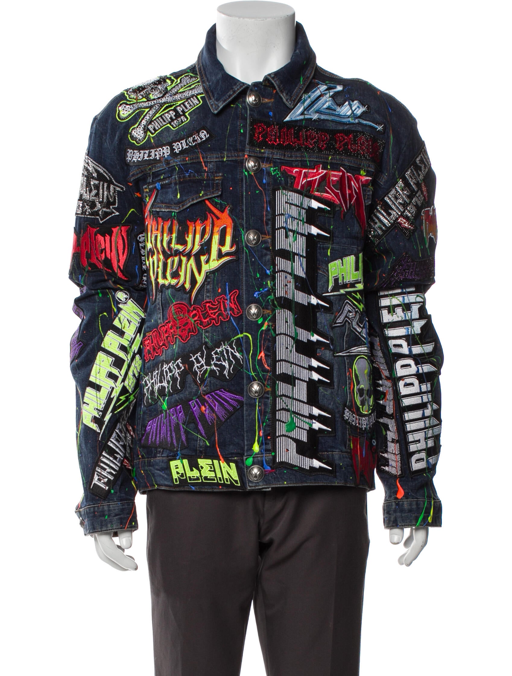 Philipp Plein Printed Denim Jacket w/ Tags