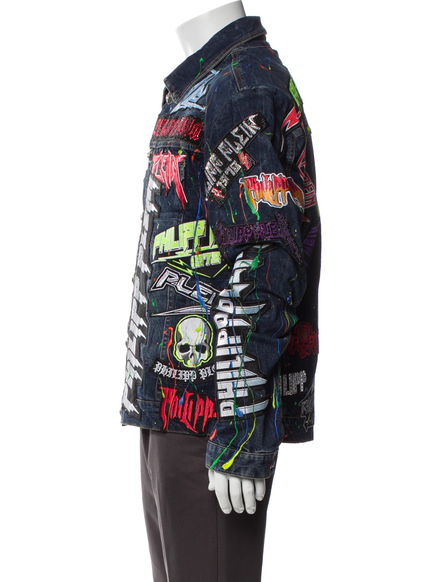 Philipp Plein Printed Denim Jacket w/ Tags