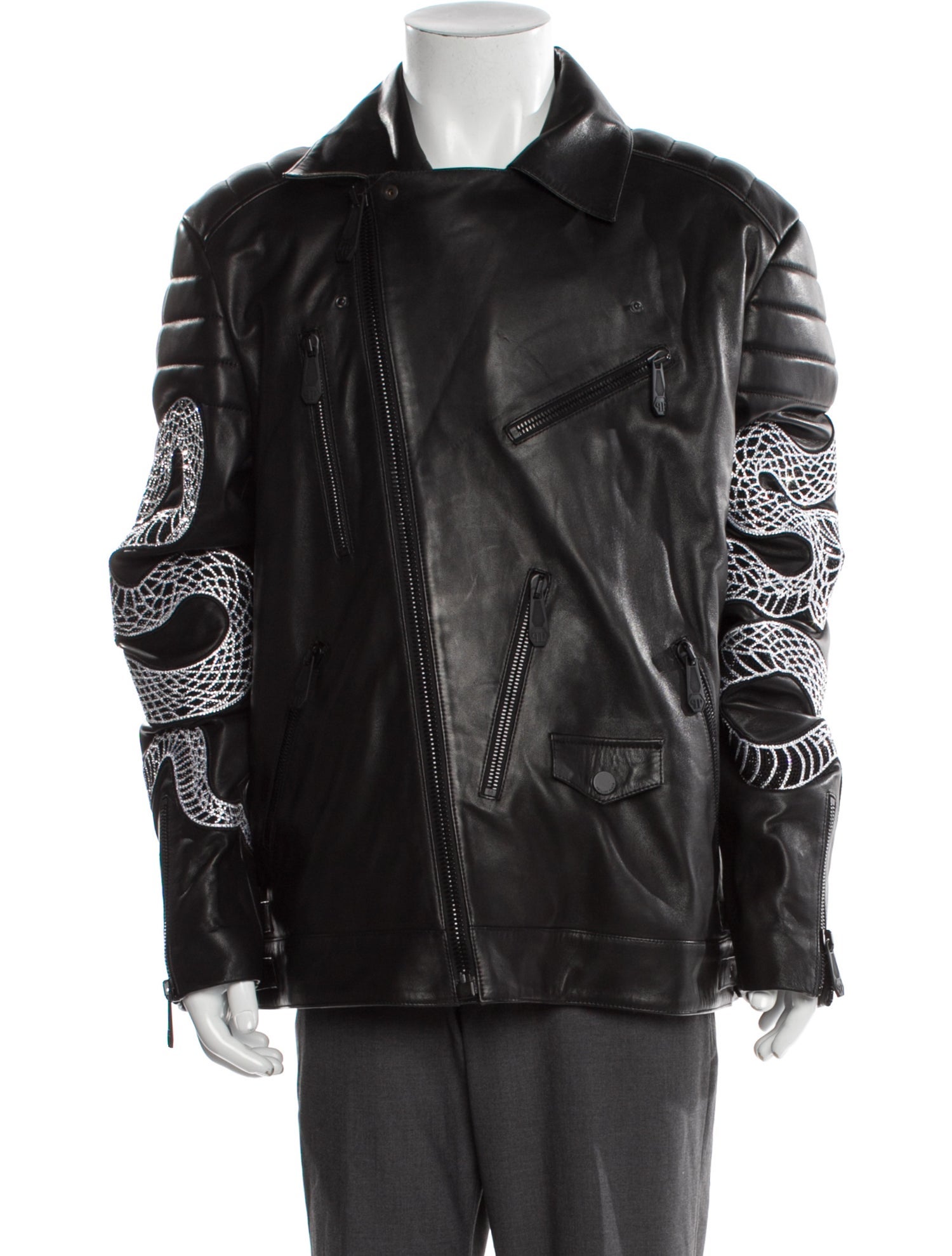 Philipp Plein Lamb Leather Moto Jacket
