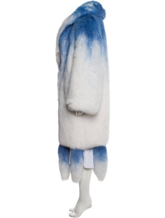 Philipp Plein Fox Colorblock Pattern Fur Coat w/ Tags