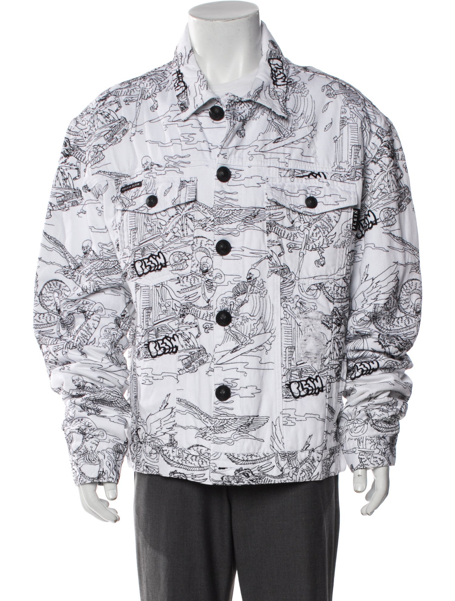 Philipp Plein Printed Trucker Jacket w/ Tags