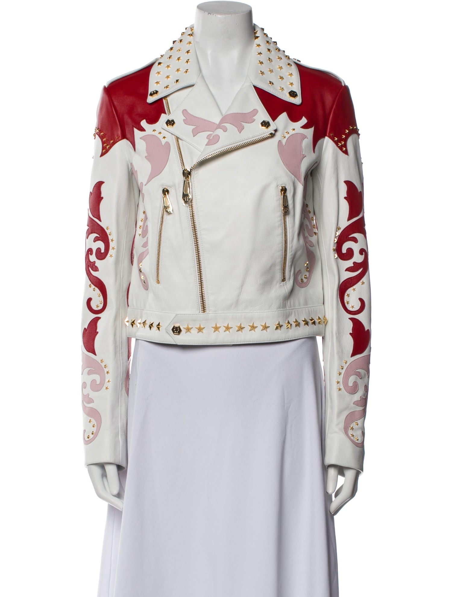 Philipp Plein Silk Floral Print Biker Jacket