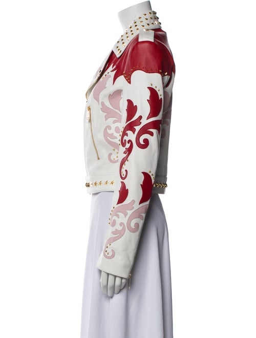 Philipp Plein Silk Floral Print Biker Jacket