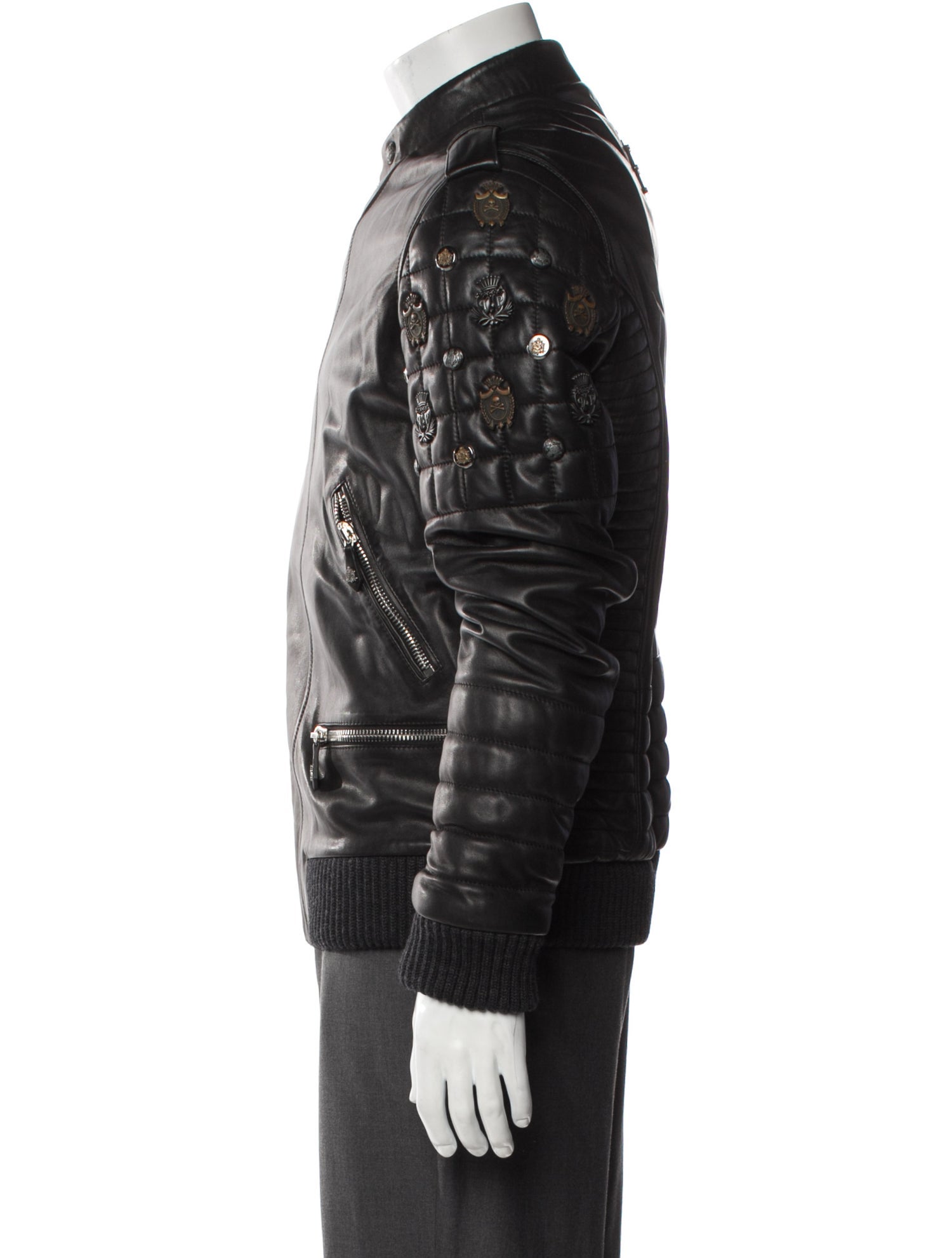 Philipp Plein Lamb Leather Moto Jacket