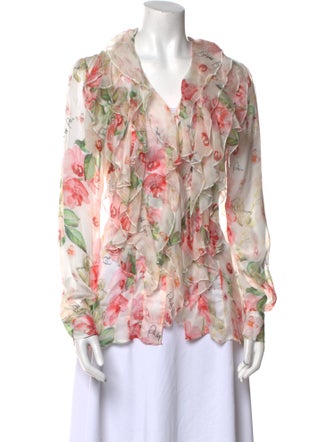 Philipp Plein Floral Print V-Neck Blouse