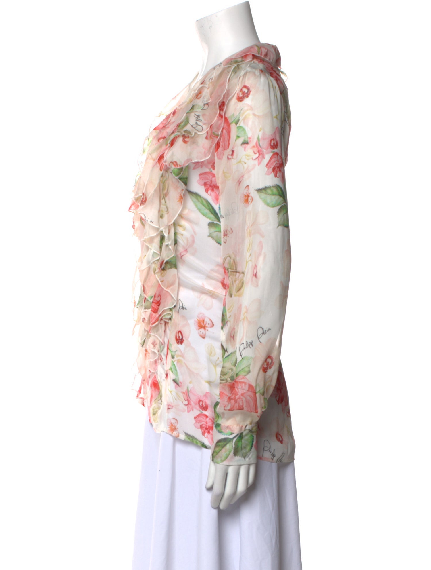 Philipp Plein Floral Print V-Neck Blouse