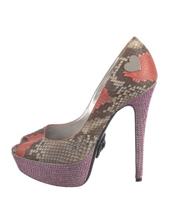 Philipp Plein Embossed Leather Animal Print Pumps