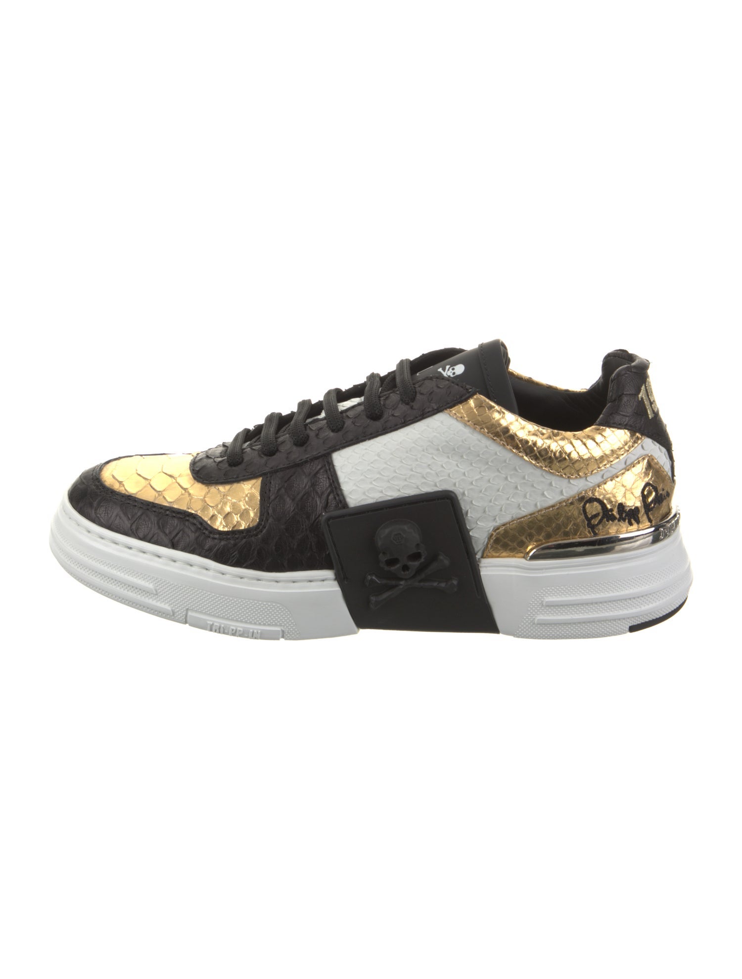 Philipp Plein Snakeskin Colorblock Pattern Sneakers